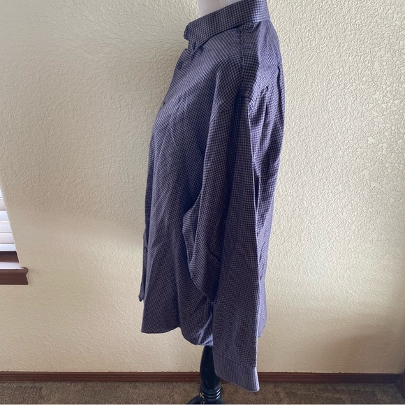 Hart Schaffner Marx Plaid Dress Shirt Button Down Collared Long Sleeve Blue Gray - Picture 3 of 8